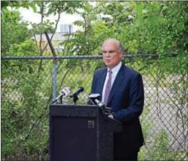  ?? GREGG SLABODA — THE TRENTONIAN ?? New Jersey Department of Environmen­tal Protection Commission­er Bob Martin speaking at a press conference in Trenton earlier this year.