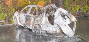  ?? Main photo / NZ Police ?? Glen (top, 16) and Craig (13) Mcallister and another 13-year-old died in Christchur­ch after this stolen car smashed into a tree and burst into flames as they fled police on Sunday night.