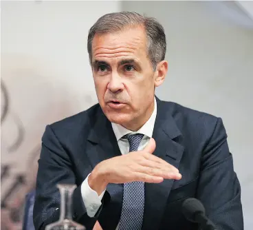  ?? CHRIS RATCLIFFE / BLOOMBERG NEWS ?? Bank of England Governor and Financial Stability Board chairman Mark Carney is cautioning about prioritizi­ng growth over banking regulation.
