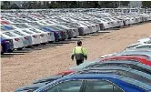  ?? SUPPLIED ?? Toyotas lined up for export from Toyota Australia’s Altona assembly plant.