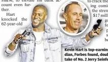  ??  ?? Kevin Hart is top-earning comedian, Forbes found, doubling the take of No. 2 Jerry Seinfeld (inset).
