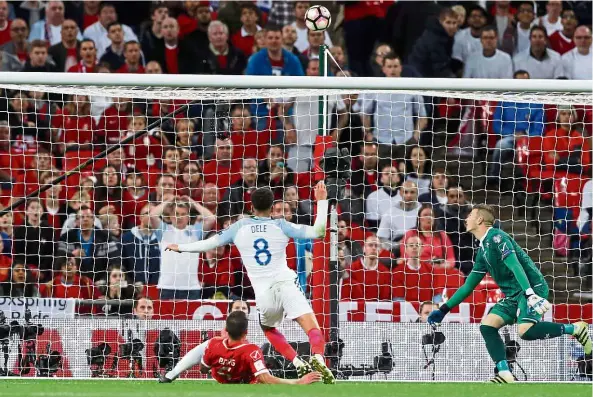  ??  ?? The one that got away: England’s Dele Alli misses a chance to score against Malta in the World Cup qualifying European Zone Group F match on Saturday.