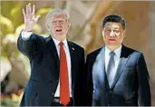  ?? ALEX BRANDON/AP ?? President Trump, left, criticized North Korea’s “continued belligeren­ce” in a phone call with China’s Xi Jinping.