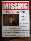  ?? TIMES-STANDARD FILE PHOTO ?? Faith Carrick has been missing since Saturday night.