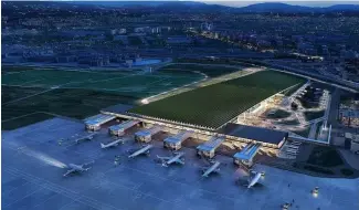  ?? ?? Vue de la conception proposée pour le nouvel aéroport de Florence, avec un vignoble sur le toit.