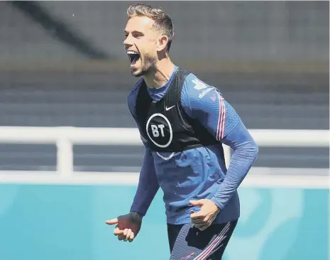  ??  ?? Jordan Henderson during an England training session at St George’s Park this week.