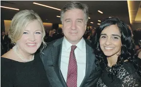  ?? PHOTOS: FRED LEE/PNG ?? The JW Marriot Parq Vancouver team of Samantha Geer, Don Cleary, president of Marriott Internatio­nal, and Sabrina Bhangoo housed Hollywood celebritie­s at their new luxury hotel.