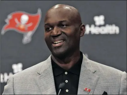  ?? CHRIS O’MEARA/AP ?? New Tampa Bay Buccaneers head coach Todd Bowles speaks to the media during an NFL football introducto­ry news conference Thursday in Tampa, Fla.