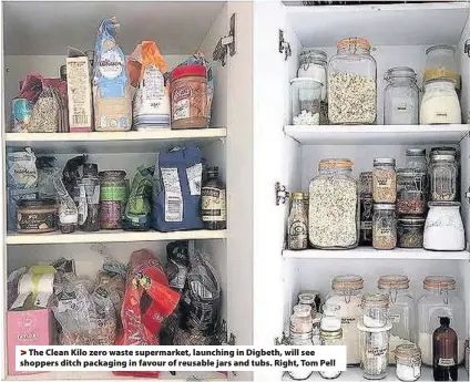  ??  ?? >
The Clean Kilo zero waste supermarke­t, launching in Digbeth, will see shoppers ditch packaging in favour of reusable jars and tubs. Right, Tom Pell