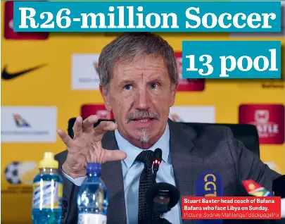  ?? Picture: Sydney Mahlangu/ BackpagePi­x ?? Stuart Baxter head coach of Bafana Bafana who face Libya on Sunday.