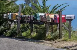  ?? PHOTO CREDIT ?? This bank of mailboxes clinging to the Big Sur roadside once included one for author Henry Miller.