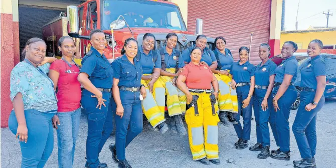  ?? DAVIS SR PHOTO BY GARETH ?? The all-female crew of firefighte­rs, drawn from St Mary and Portland, who marshalled firefighti­ng duties during last Friday’s celebratio­n of Internatio­nal Women’s Day.