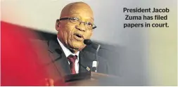  ??  ?? President Jacob Zuma has filed papers in court.
