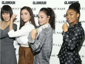  ?? Paul Morigi / Getty Images for Glamour ?? Instagram’s Eva Chen, actress and activist Rowan Blanchard, entreprene­ur Cara Santana and actress and activist Yara Shahidi show their strength at “A Brighter Future: A Global Conversati­on on Girls’ Education.”