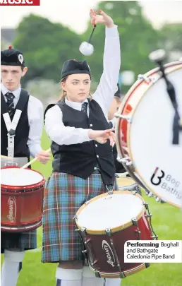  ??  ?? Boghall Performing and Bathgate Caledonia Pipe Band