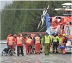  ??  ?? Passengers rescued from the Viking Sky cruise ship land in Fraena, Norway.