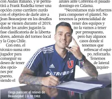  ?? | U. DE CHILE ?? Llega para ser el relevo de Beausejour