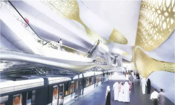  ??  ?? Alstom connaît une croissance exponentie­lle au Moyen-Orient, où il réalise 1,5 milliard d’euros de chiffre d’affaires. Ici, la première ligne de métro à Ryad, en Arabie saoudite.