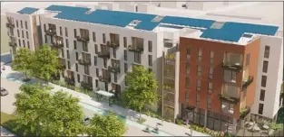  ?? RENDERINGS COURTESY OF DAVID BAKER ARCHITECTS ?? A San Jose housing developmen­t with scores of affordable homes at 555Keyes St. is moving closer to a constructi­on launch with a city assessment that the project won't have a major environmen­tal impact.