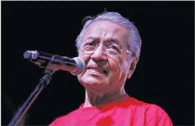  ??  ?? Mahathir Mohamad REUTERS