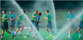  ?? AFP ?? ■
The Croatia squad during a training session at the team’s Al Erssal training camp in Doha yesterday, on the eve of the Qatar 2022 World Cup kick-off.