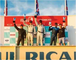  ??  ?? Below right: From left to right, Ross Goodwin (third), Olly Bryant and Andrew Smith (overall winners) and Dickie Meaden and James Turner (second) fill up the podium at Paul Ricard