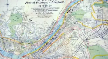  ?? Pittsburgh Post-Gazette ?? An 1895 map shows Allegheny City, now the North Side, and Pittsburg without an H.