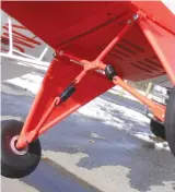  ??  ?? Scale shock-absorbing landing gear and balloon tires are a big help when flying from grass fields.