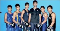  ??  ?? The five boxers with the referee