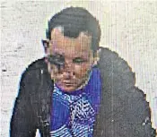  ?? ?? Below, seen on CCTV with injuries to his face after carrying out a chemical attack in Clapham