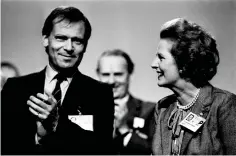  ??  ?? PARTY POLITICIAN: Margaret Thatcher with Jeffrey Archer at the 1986 Conservati­ve Party conference Right: with his Warhol portraits of Queen Elizabeth