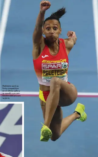  ??  ?? Peleteiro sacó su furia competitiv­a en el último salto y se quedó a un centímetro del oro con 14,52 m.