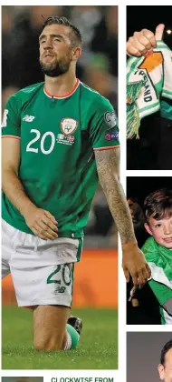  ??  ?? CLOCKWISE FROM
ABOVE: Shane Duffy looks dejected after Denmark’s second goal, having celebrated making it 1-0 (inset); Christina Colley and Neil Moran, from Kingswood; David Campbell (7), Mark Garry (8) and Alfie Carroll (7), from Balinteer; Taoiseach...