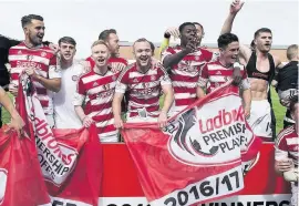  ??  ?? Celebratio­ns One radio pundit said Hamilton Accies’ celebratio­ns on winning the Premiershi­p play-off were over the top, annoying one supporter