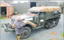  ?? Photo / Geoff Lewis ?? Grant Moreland with the White half-track from the private Tauwhare Military Museum.