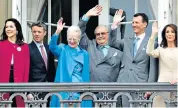  ?? ?? The Danish royals celebrate Queen Margrethe’s 76th birthday in Copenhagen in 2016. Main: Queen Margrethe with her husband Henrik, on her 40th birthday in 1980