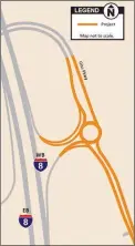  ?? LOANED PHOTO ?? A DIAGRAM OF THE constructi­on zone for the Interstate 8/ Giss Parkway project, adding a roundabout and other improvemen­ts to the westbound ramps, scheduled to begin Monday.