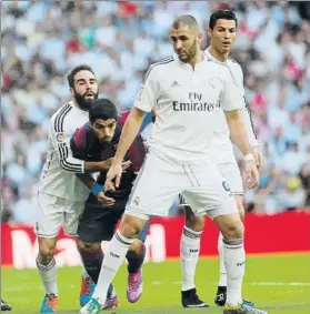  ?? FOTO: PEP MORATA ?? Suárez y Benzema son los máximos goleadores de los Clásicos tras Leo y CR7