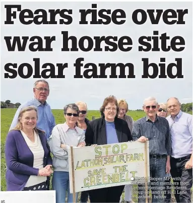  ?? Rosie Cooper MP with residents and members from Lathom Heritage Residents Group on land off Hall Lane, in Lathom, below ??