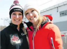  ?? JEAN LEVAC ?? Alysia Rissling, left, and Heather Moyse of Canada are part of the first three-bobsled women’s team for Canada at an Olympics.