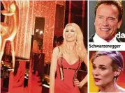  ?? Fotos: dpa, afp ?? Claudia Schiffer bei der Gala. Schwarzene­gger Diane Kruger