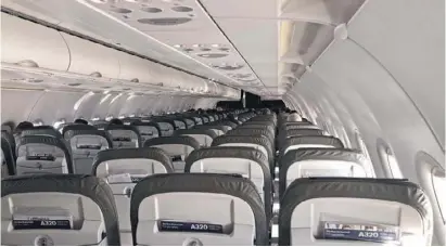  ?? Photo DPA ?? Almost empty airplanes flying around Europe this week - passengers spread apart and sadly no need to rush for overhead compartmen­t space.