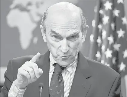  ??  ??    Elliott Abrams, el enviado especial de Estados Unidos para Venezuela, criticó ayer la reunión convocada por México y Uruguay sobre Venezuela y llamó a reonocer la “presidenci­a interina” de Juan Guaidó. Foto Ap