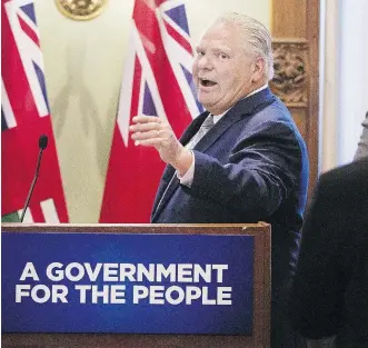  ?? STAN BEHAL ?? Premier-designate Doug Ford has promised to discard Ontario’s cap-and-trade system, which could divert investment opportunit­ies to Alberta, observers say.