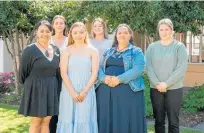  ?? ?? EIT Te Pu¯kenga Bachelor of Nursing Scholarshi­p recipients Lisa Halbert (left), Alexi (Lexi) Sewell, Emma Stuart, Elizabeth Wood, Kylie Tipoki, Ella Jamieson and Freya Hodgson (not pictured).