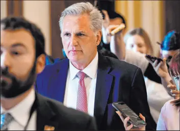  ?? Saul Loeb Tribune News Service ?? House Minority Leader Kevin McCarthy, R-Calif., walks to his office Thursday after being subpoenaed by the House committee investigat­ing the Jan. 6, 2021, riot.