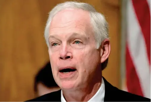  ?? File/ Associated Press ?? US Senator Ron Johnson speaks during a meeting in Washington.