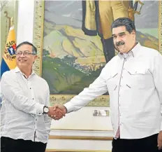  ?? AFP ?? Presidente­s de Colombia Gustavo Petro y de Venezuela Nicolás Maduro, en Caracas. /