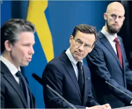  ?? BILD: PONTUS LUNDAHL ?? Nu tillsätts en ny försvarsbe­redning. På bilden försvarsmi­nister Pål Jonson, statsminis­ter Ulf Kristersso­n och minister för civilt försvar Carl-oskar Bohlin.