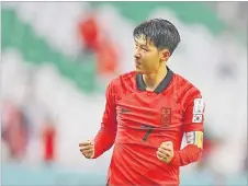  ?? Picture: REUTERS ?? South Korea’s Son Heung-min celebrates after their FIFA World Cup Qatar 2022 Group H against Portugal as his side qualifies for the
knockout stages.